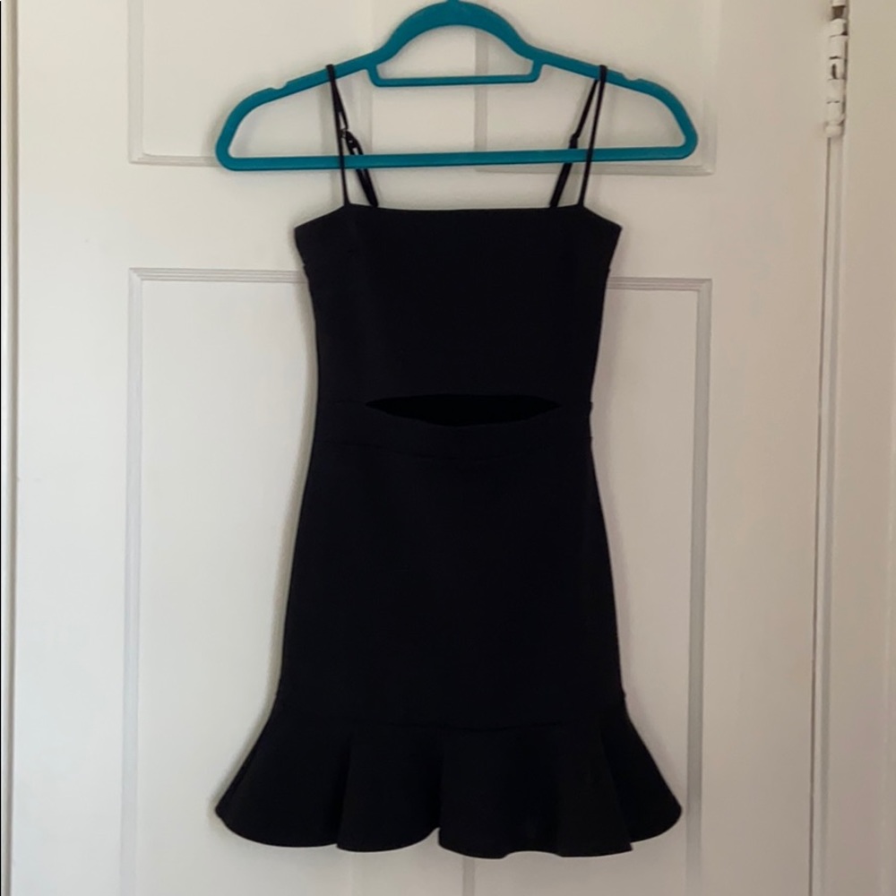 Reilly cutout ruffle dress in black